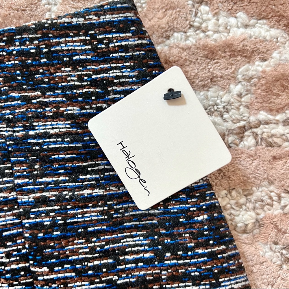 Halogen Tweed Midi Blue and Black Pencil Skirt Size 8 NWT - Picture 2 of 7